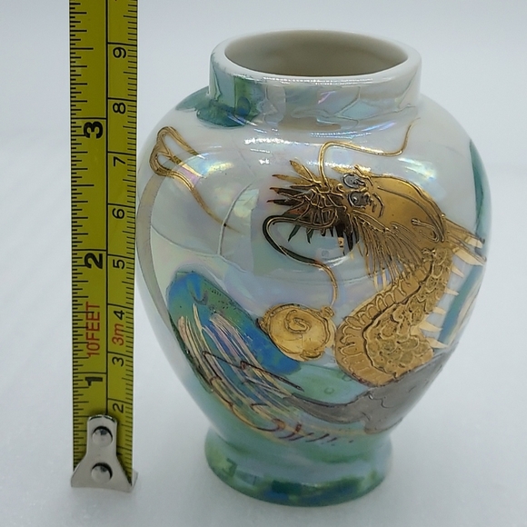 Mini Vase Glazed Opalescent Handpainted Porcelain - Picture 6 of 8